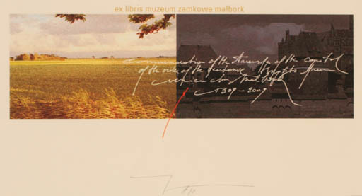 Exlibris by Martin R. Baeyens from Belgium for Exlibris Muzeum Malbork - Scenery/Landscape Text/Writing 