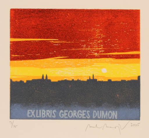 Exlibris by Martin R. Baeyens from Belgium for Georges Dumon - City 