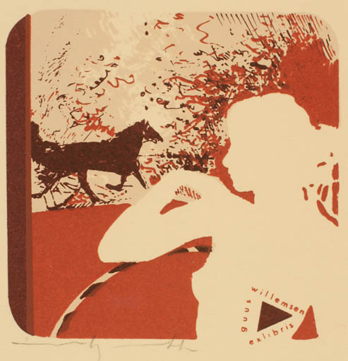 Exlibris by Martin R. Baeyens from Belgium for Guus Willemsen - Horse Woman 