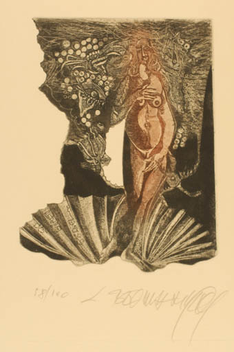 Exlibris by Leo Bednarik from Slovak Republic for Birgit Göbel-Stiegler - Woman Mythology Nude 