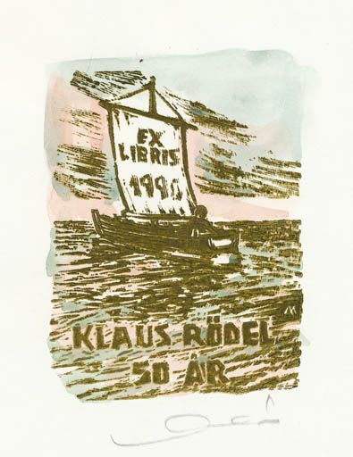 Exlibris by Kàroly Andrusko from Yugoslavia for Klaus Rödel - Maritime 