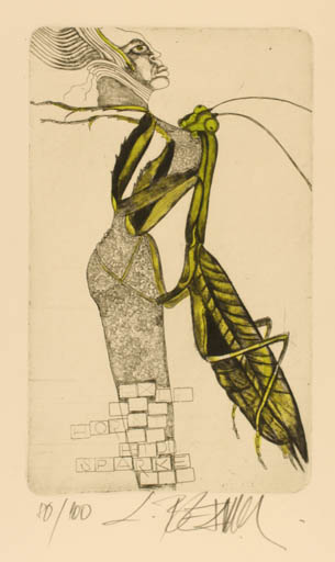 Exlibris by Leo Bednarik from Slovak Republic for Heidi & Horst Sparke - Insect Woman 