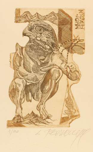 Exlibris by Leo Bednarik from Slovak Republic for ? ? - Fable Animal Surrealism 