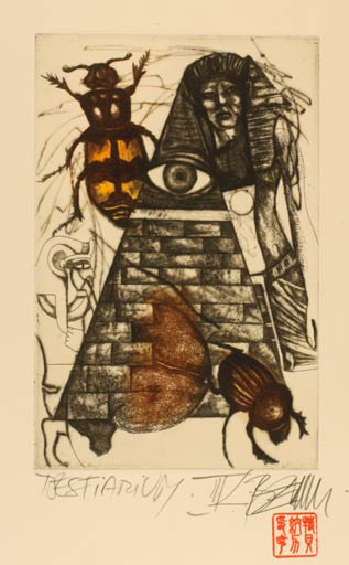 Exlibris by Leo Bednarik from Slovak Republic for ? ? - Insect Egypt 