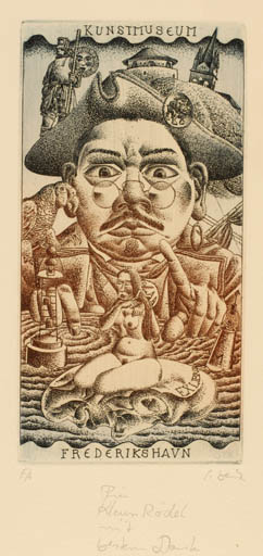 Exlibris by Erhard Beitz from Germany for Frederikshavn Kunstmuseum & Exlibrissamling - Portrait 