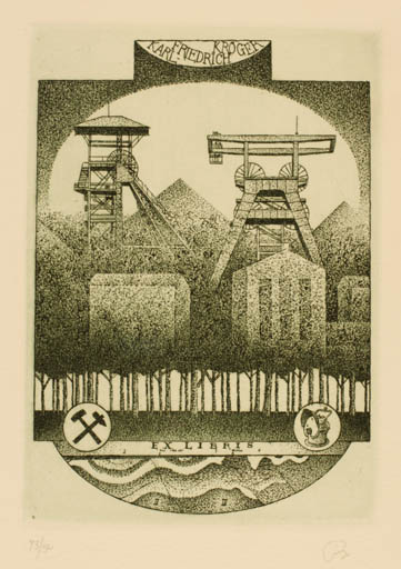 Exlibris by Erhard Beitz from Germany for Karl Fridrich Kröger - Working Technology 