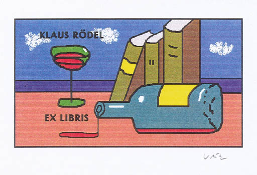 Exlibris by Axel Vater from Germany for Klaus Rödel - Book Wine 