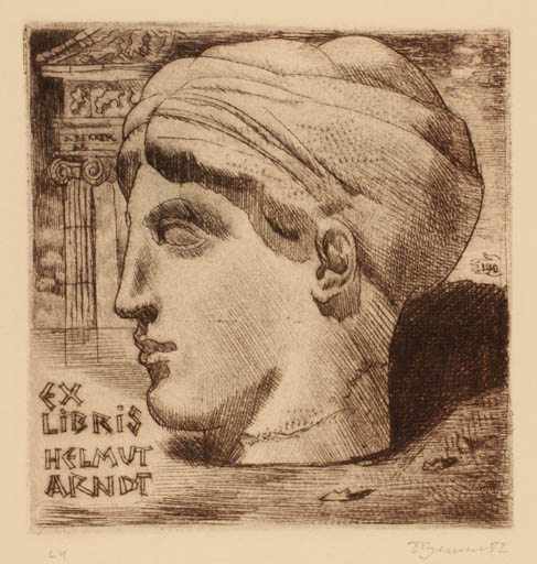 Exlibris by David Bekker from Ukraine for Helmut Arndt - Classical antiquity Portrait 