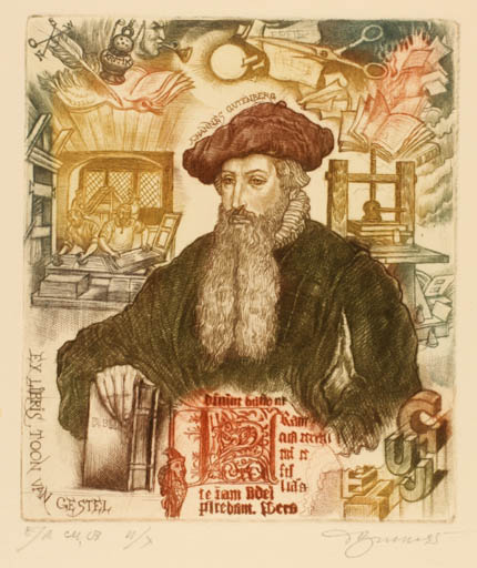 Exlibris by David Bekker from Ukraine for Toon Van Gestel - Historical Person Portrait Printing technique 