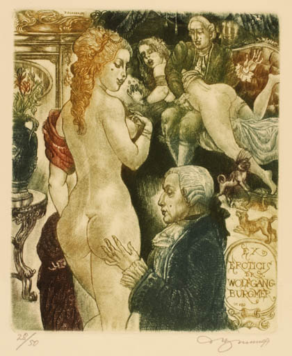 Exlibris by David Bekker from Ukraine for Wolfgang Burgmer - Erotica Ex Erotica 