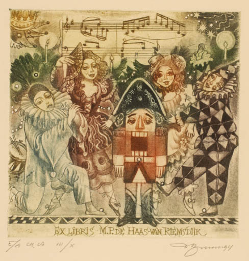 Exlibris by David Bekker from Ukraine for M.P. De Haas Van Riemsdijk - Group Music Theater/Cirkus 