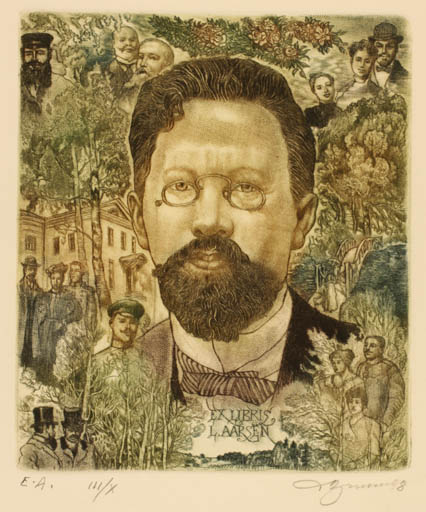 Exlibris by David Bekker from Ukraine for L. Aarsen - Group Historical Person Literature Man Portrait 