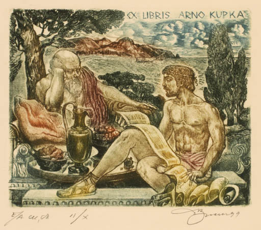 Exlibris by David Bekker from Ukraine for Arno Kupka - Classical antiquity Scenery/Landscape Man 