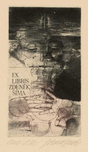 Exlibris by Jiri Brazda from Czech Republic for Zdenek Sima - Hand(s) Woman 