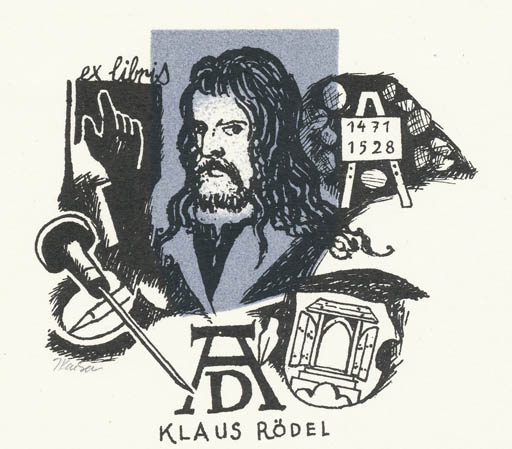 Exlibris by Jaroslav Kaiser from Czechoslovakia for Klaus Rödel - Historical Person Art Portrait 