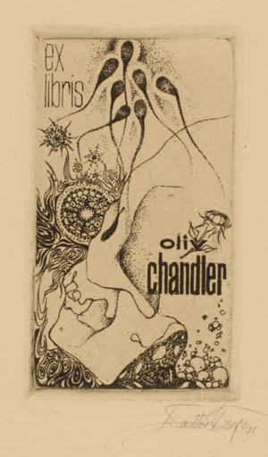 Exlibris by Walter F. Brems from Germany for Oliv Chandler - 