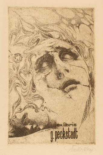 Exlibris by Walter F. Brems from Germany for . Peckstadt - Portrait 