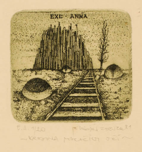 Exlibris by Zdenek Bugan from Slovak Republic for ? Anna - Surrealism Train 