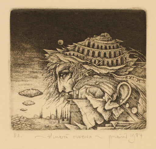 Exlibris by Zdenek Bugan from Slovak Republic for ? M.S. - Surrealism 