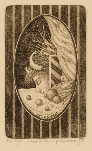 Exlibris by Zdenek Bugan from Slovak Republic for R. Dostal - Surrealism 