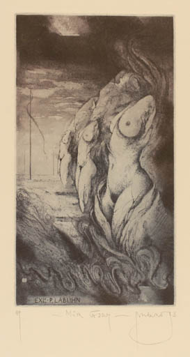 Exlibris by Zdenek Bugan from Slovak Republic for Dr. Peter Labuhn - Woman Nude Surrealism 