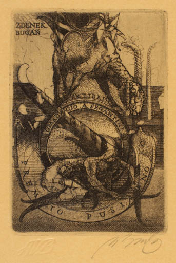 Exlibris by Augustinas Virgilijus Burba from Lithuania for Zdenek Bugan - Surrealism 