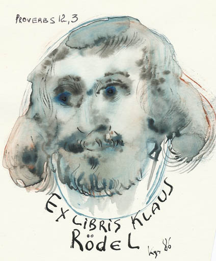 Exlibris by Jurij W. Kuznetsow from Soviet Union for Klaus Rödel - Man Portrait 