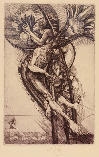 Exlibris by Augustinas Virgilijus Burba from Lithuania for Dal Toso Bonsais - Surrealism 