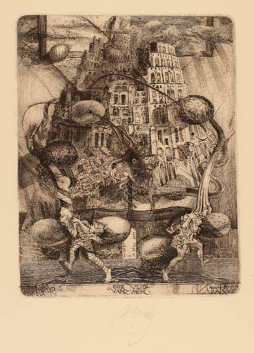 Exlibris by Augustinas Virgilijus Burba from Lithuania for Görvan Lijmen - Surrealism 