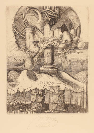 Exlibris by Augustinas Virgilijus Burba from Lithuania for Stral Sunddeg - Surrealism 