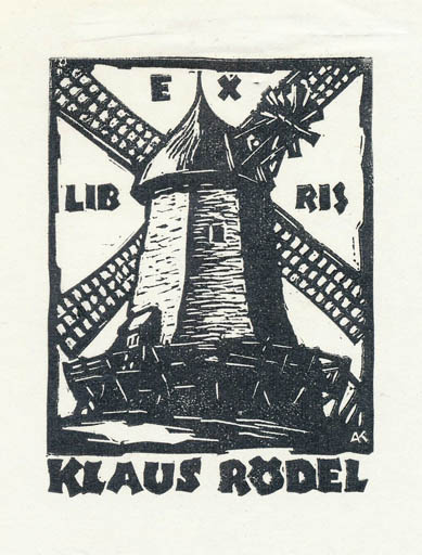 Exlibris by Kàroly Andrusko from Yugoslavia for Klaus Rödel - Mill 