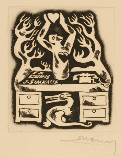 Exlibris by Alfonsas Cepaukas from Lithuania for Juozo Simkaus - Fable Animal 