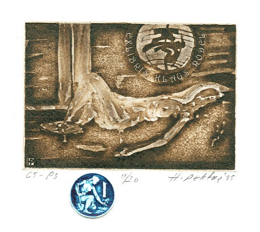 Exlibris by Hasip Pektas from Turkey for Klaus Rödel - Woman 