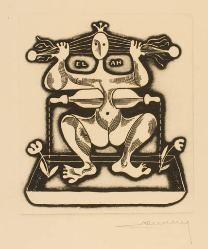 Exlibris by Alfonsas Cepaukas from Lithuania for ? A.H. - Woman 