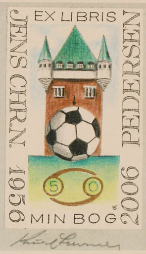 Exlibris by Knud Schriver from Denmark for Jens Chr. N. Pedersen - Architecture Sport/game 