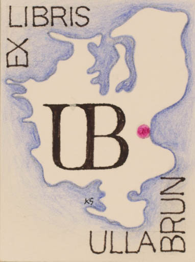 Exlibris by Knud Schriver from Denmark for Ulla Brun - Scenery/Landscape 