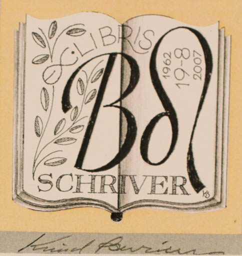 Exlibris by Knud Schriver from Denmark for Bo Schriver - Book 