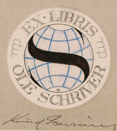 Exlibris by Knud Schriver from Denmark for Ole Schriver - Globe 