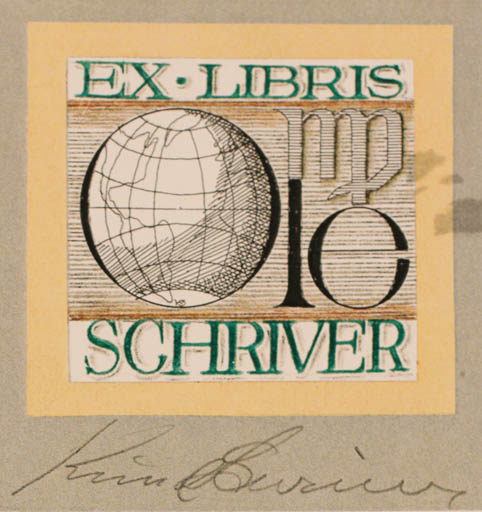 Exlibris by Knud Schriver from Denmark for Ole Schriver - Globe 