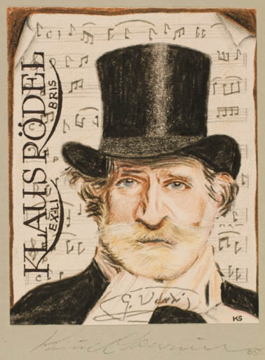 Exlibris by Knud Schriver from Denmark for Klaus Rödel - Music Portrait 