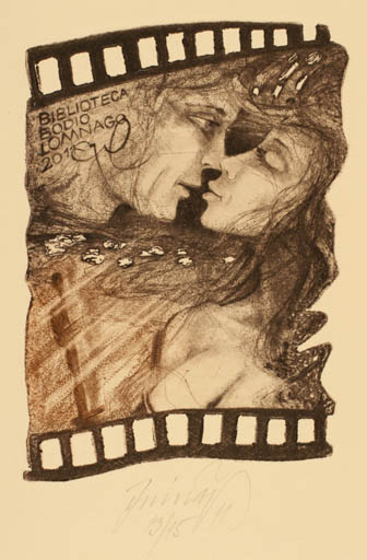 Exlibris by Jaroslav Minár from Czech Republic for Biblioteca Bodio Lomnago - Couple Portrait 