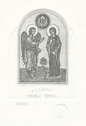 Exlibris by Sergej Belov from Russia for Klaus Rödel - Angel Religion 