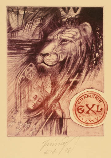 Exlibris by Jaroslav Minár from Czech Republic for LWY Gdanskie - Fauna Religion 