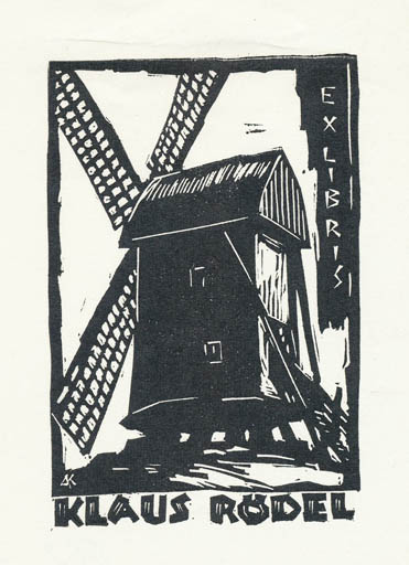 Exlibris by Kàroly Andrusko from Yugoslavia for Klaus Rödel - Mill 