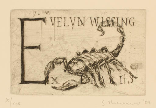 Exlibris by Susanne Theumer from Germany for Evelyn Wissing - Insect 