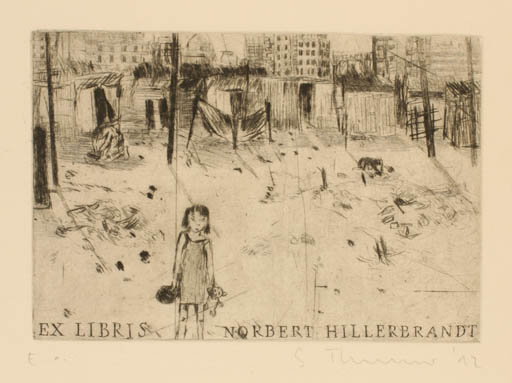 Exlibris by Susanne Theumer from Germany for Dr. Norbert Hillerbrandt - Child City 