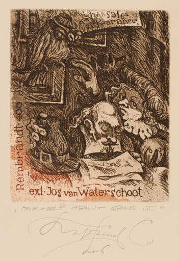 Exlibris by Sergey Parfionov from Russia for Jos Van Waterschoot - Historical Person Owl 