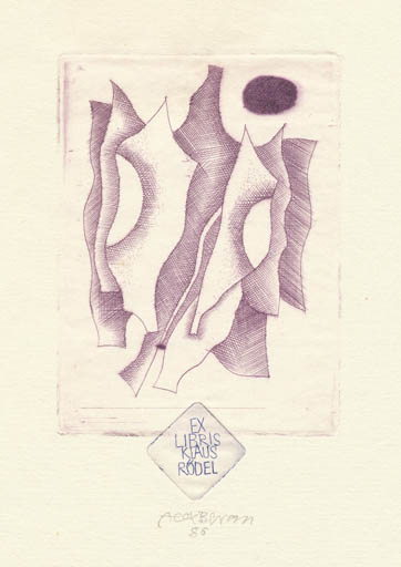 Exlibris by Alex Beran from Czechoslovakia for Klaus Rödel - Abstract 