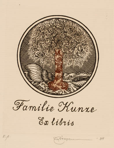 Exlibris by Natalija Chernetsova from Latvia for Familie Kunze - Flower 