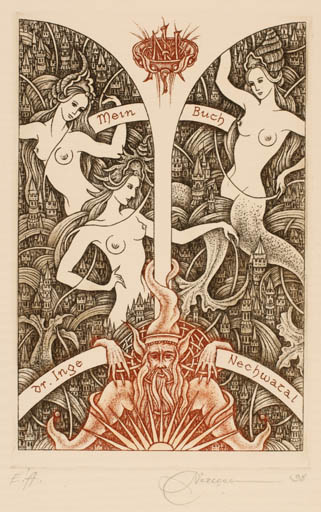 Exlibris by Natalija Chernetsova from Latvia for Dr. Inge Nechwatal - Mermaid 